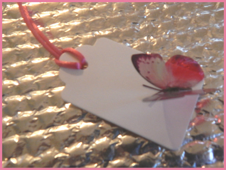Butterfly gift tags. 10 pink and purple natural butterfly gift tags, set of gift tags. Handmade. Luxury Hand Made Butterfly Gift Tags