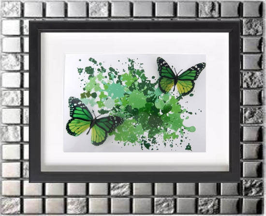 Green butterfly framed picture