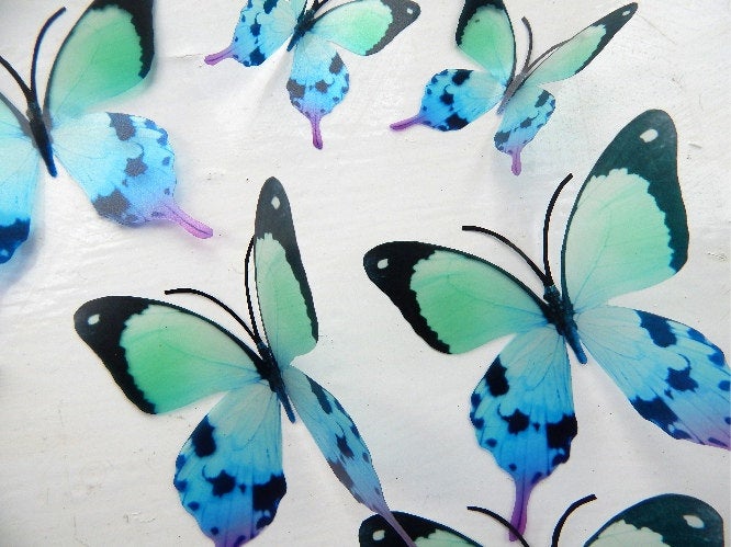 Blue and lilac 3d Butterfly stickers