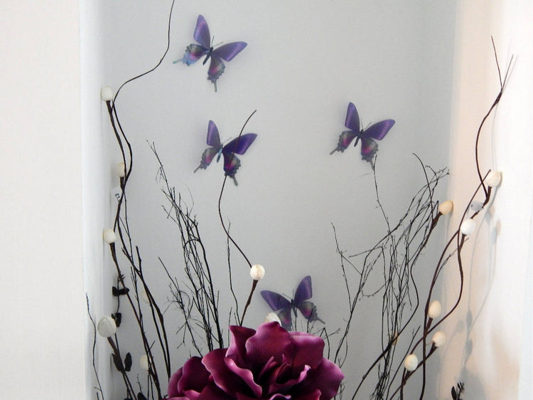 6 Purple Swallow tail Luxury Amazing Butterflies 3D Butterfly Wall Art Flying Removable Butterflies Home Decorations Wall Art stickers