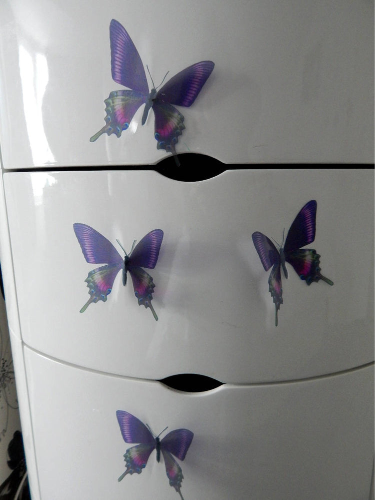 6 Purple Swallow tail Luxury Amazing Butterflies 3D Butterfly Wall Art Flying Removable Butterflies Home Decorations Wall Art stickers