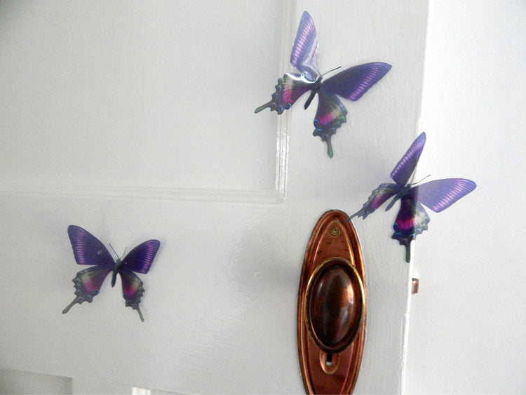 6 Purple Swallow tail Luxury Amazing Butterflies 3D Butterfly Wall Art Flying Removable Butterflies Home Decorations Wall Art stickers