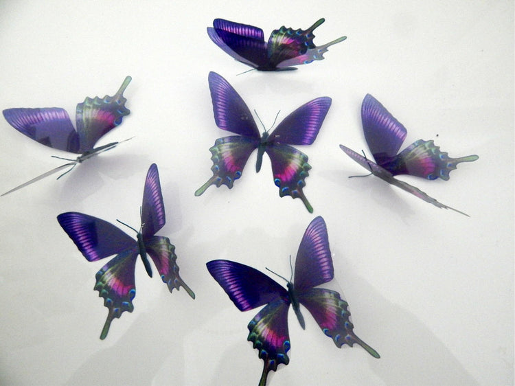 6 Purple Swallow tail Luxury Amazing Butterflies 3D Butterfly Wall Art Flying Removable Butterflies Home Decorations Wall Art stickers