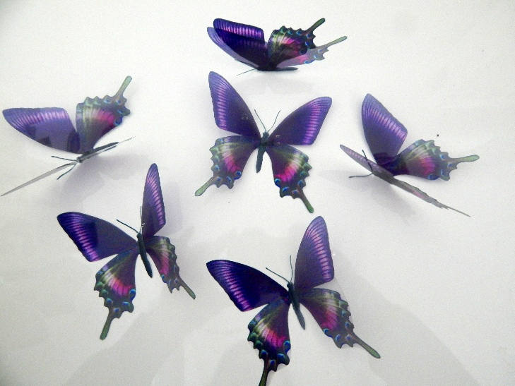 6 Purple Swallow tail Luxury Amazing Butterflies 3D Butterfly Wall Art Flying Removable Butterflies Home Decorations Wall Art stickers