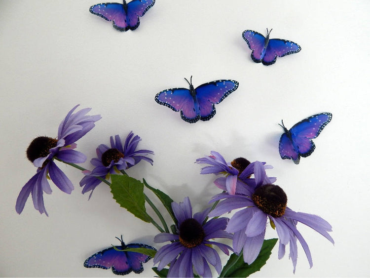 Purple natural butterflies,butterfly 3d wall stickers home Accessories bedroom,,living room,kitchen,wall art, vase