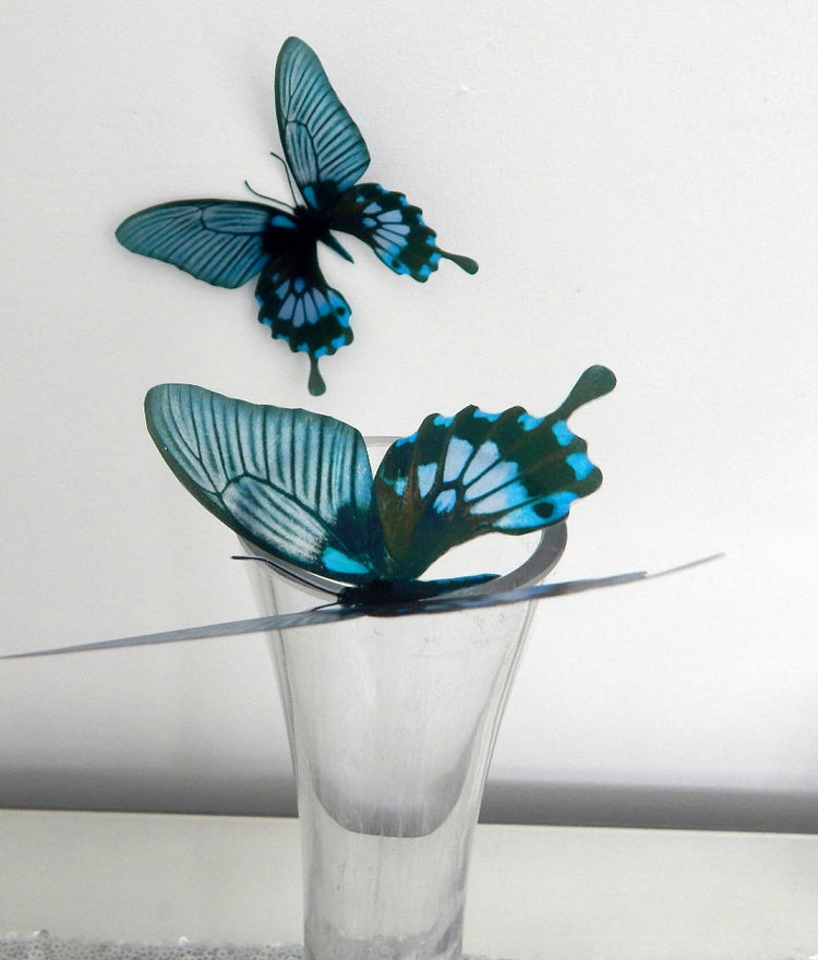 3D Dusky Blue butterflies,Removable Butterflies, home decorations, Wall Art 3D Wall Decal, realistic butterflies, wedding decorations, vase