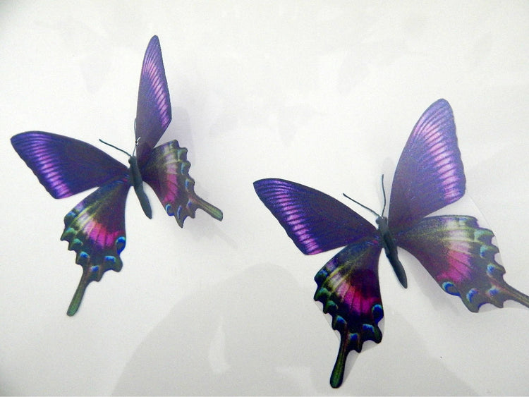 6 Purple Swallow tail Luxury Amazing Butterflies 3D Butterfly Wall Art Flying Removable Butterflies Home Decorations Wall Art stickers