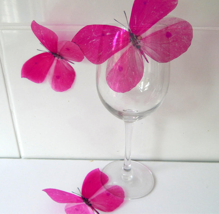 Fuschia pink Luxury Amazing Butterflies 3D Butterfly Wall Art stickers,Removable Butterflies Home Decorations,bathroom, shower room,bedroom