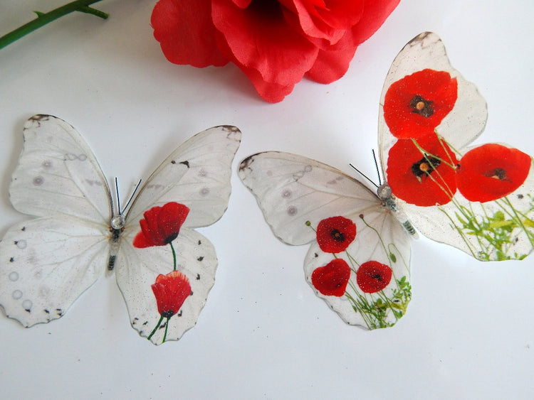 Poppies Remembrance day decorations,butterflies beautiful 3d butterflies for lounge,hall,conservatory,bedroom decor,wedding decorations