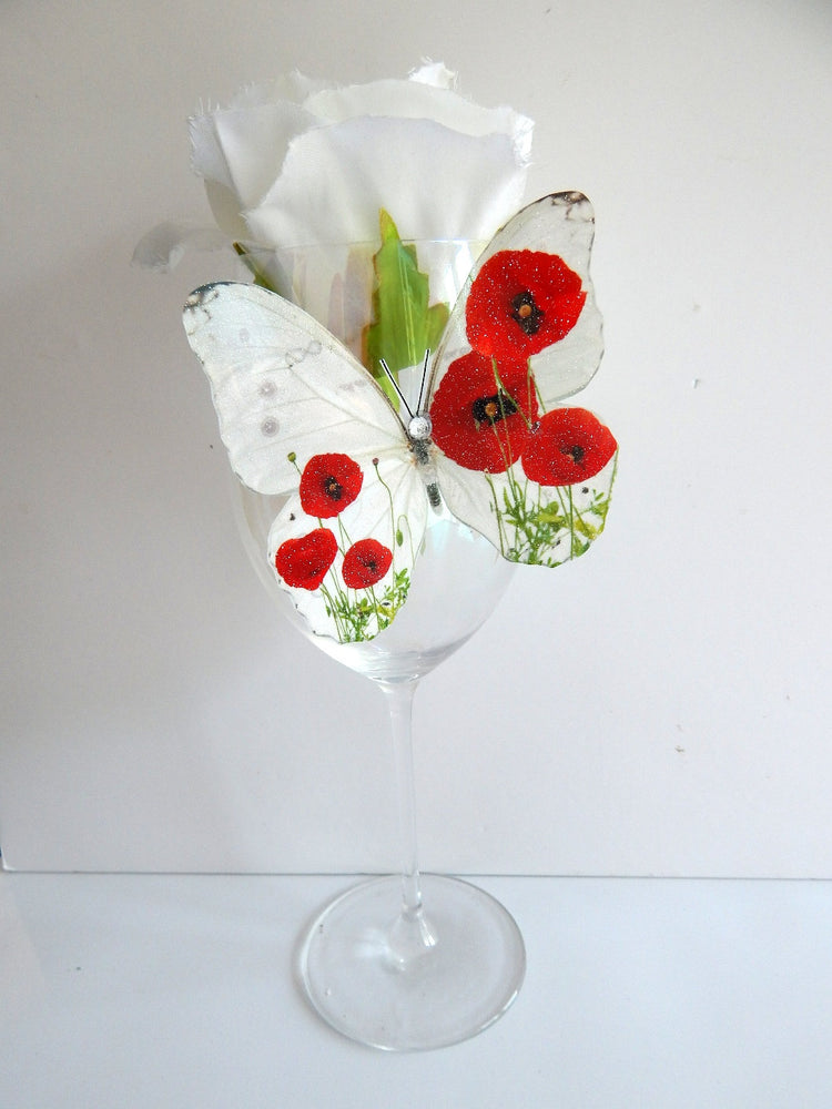 Poppies Remembrance day decorations,butterflies beautiful 3d butterflies for lounge,hall,conservatory,bedroom decor,wedding decorations
