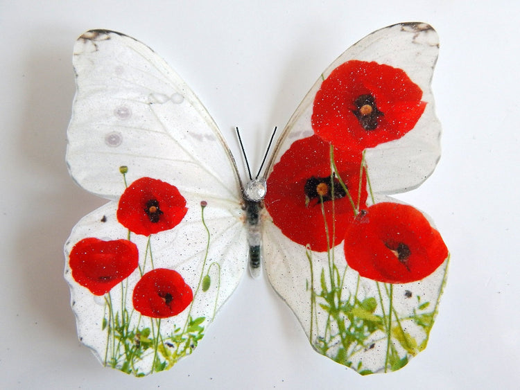 Poppies Remembrance day decorations,butterflies beautiful 3d butterflies for lounge,hall,conservatory,bedroom decor,wedding decorations