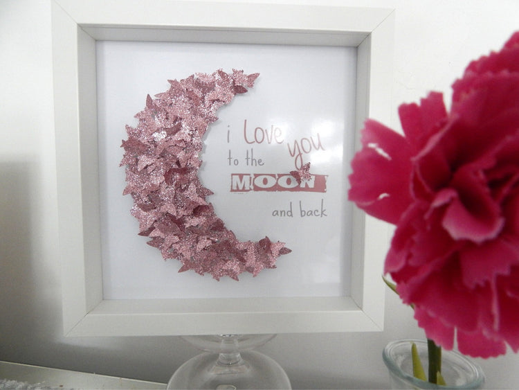 Personalised Picture for girl's room,Love you to the Moon and back,birthday,Christening,child's bedroom,daughter,nursery,baby girl's room