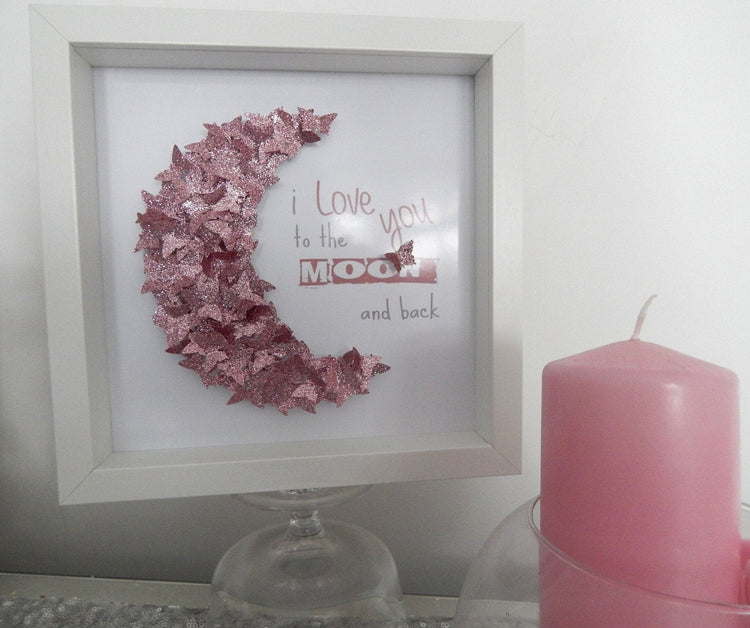 Personalised Picture for girl's room,Love you to the Moon and back,birthday,Christening,child's bedroom,daughter,nursery,baby girl's room