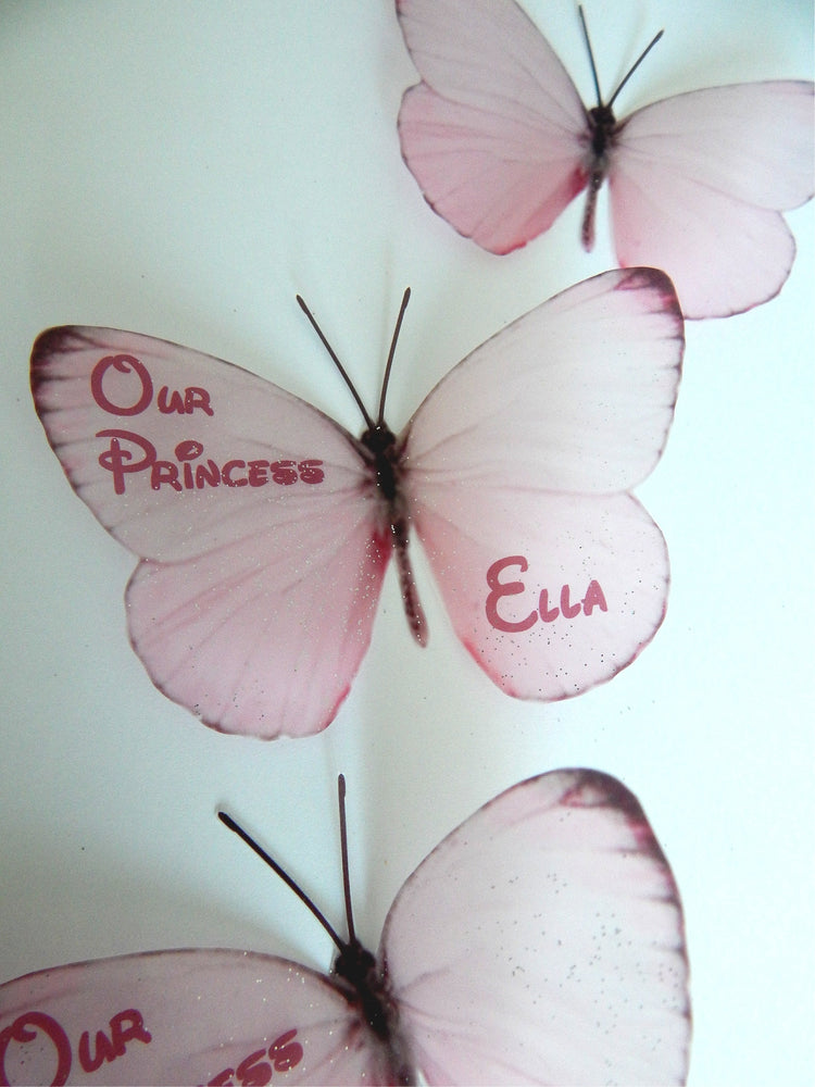 Personalised name pink Butterflies,Christening gift,nursery decor,children's room wall art stickers,personalised baby name decorations,girl