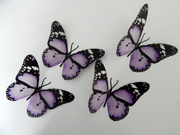 6 Lilac Butterflies, wedding Decorations,Purple Wall Art window conservatory caravan decor sticker flower pot, wedding