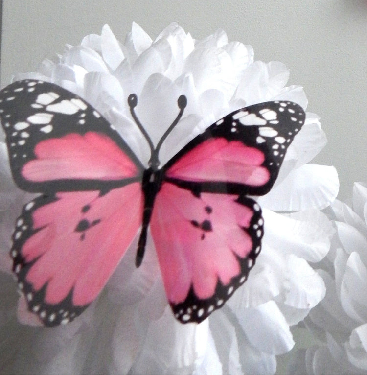 Pink natural butterfly stickers by Flutterframes