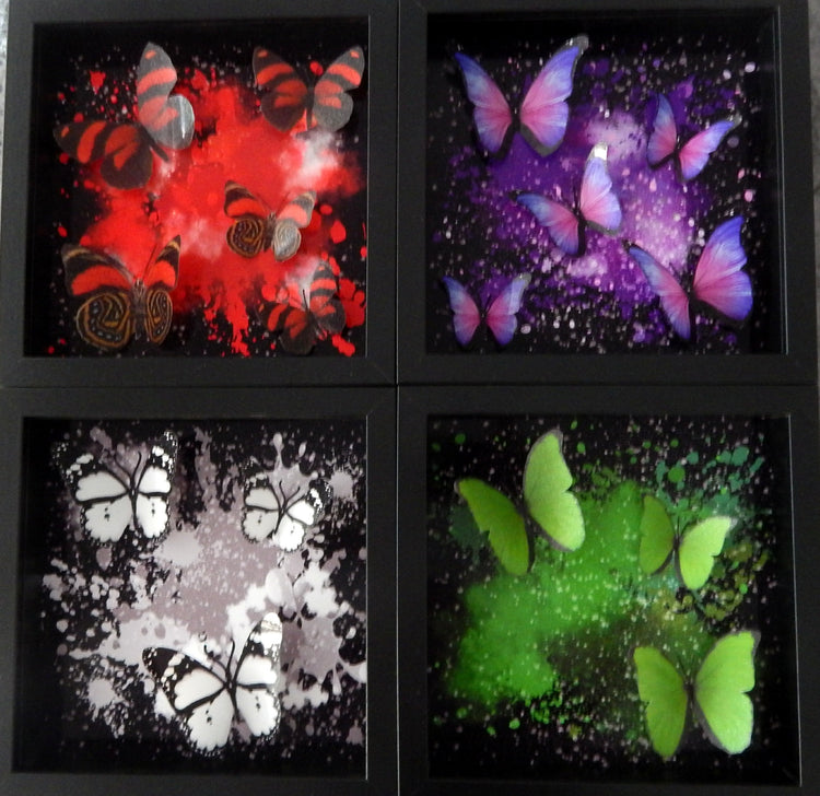 Framed 3D Bright Coloured Fluttering Butterflies Wall Art Picture,Floating butterflies abstract 3d art,bright art,colourful picture