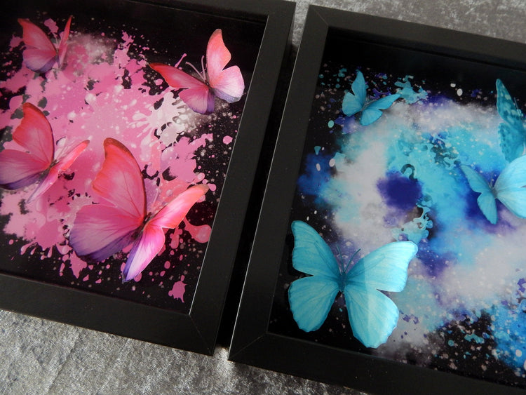 Framed 3D Bright Coloured Fluttering Butterflies Wall Art Picture,Floating butterflies abstract 3d art,bright art,colourful picture