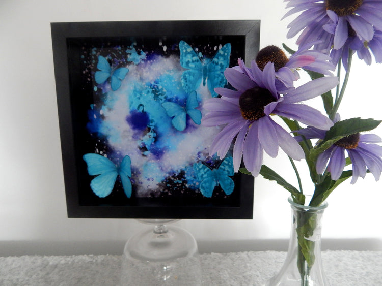 Framed 3D Bright Coloured Fluttering Butterflies Wall Art Picture,Floating butterflies abstract 3d art,bright art,colourful picture