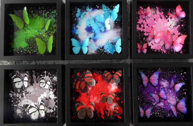 Framed 3D Bright Coloured Fluttering Butterflies Wall Art Picture,Floating butterflies abstract 3d art,bright art,colourful picture