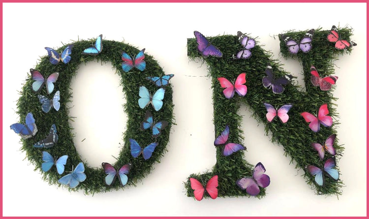 floral grass letters
