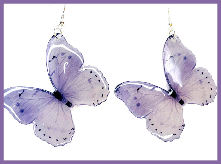 pastel lilac butterfly earrings