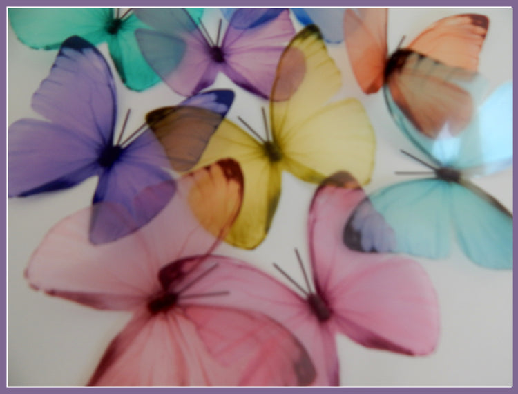 Set of 9 Pastel coloured butterflies, 3d wall stickers,great for girl's bedroom,bathroom,lounge,kitchen,tiles,conservatory,wall decor