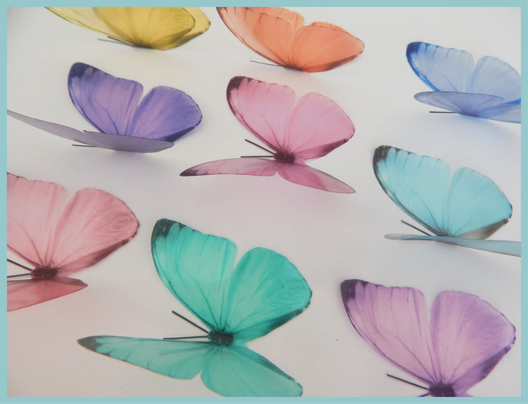 Set of 9 Pastel coloured butterflies, 3d wall stickers,great for girl's bedroom,bathroom,lounge,kitchen,tiles,conservatory,wall decor