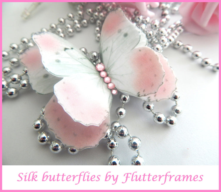pink silk butterfly hair clip