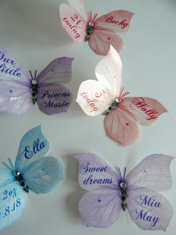 Personalised Butterfly 3d sticker, Christening gift, new baby, birthday,girls's bedroom decor, nursery wall art,personalised gift, name