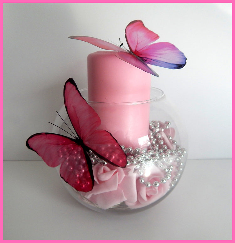 Pink collection of natural butterflies, 3d butterflies wall decor