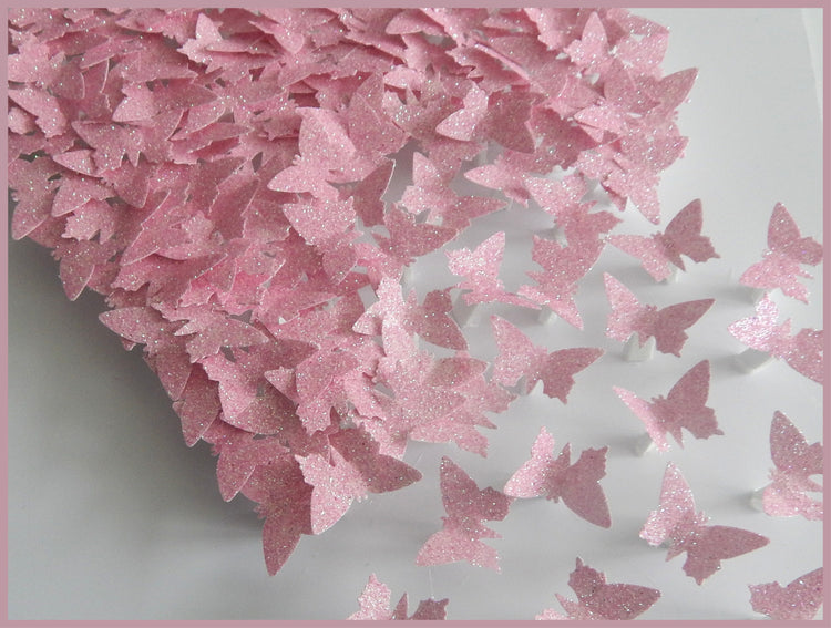 Anniversary, wedding butterfly heart personalised picture pink, glitter heart with lots of tiny butterflies unique hand crafted