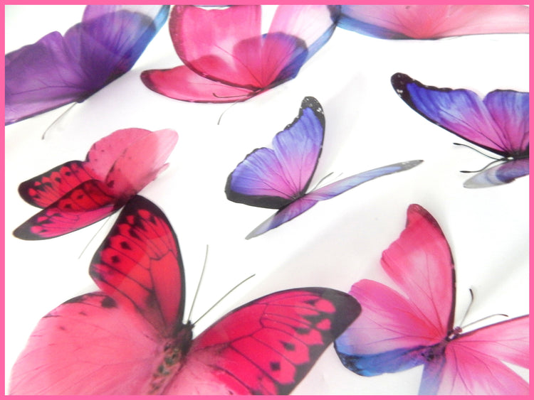 Pink and Purple Butterfly Wall Sticker display. DIY Set of 3d stickers. 21 flying butterflies Decor Display,wedding,bedroom Accessories