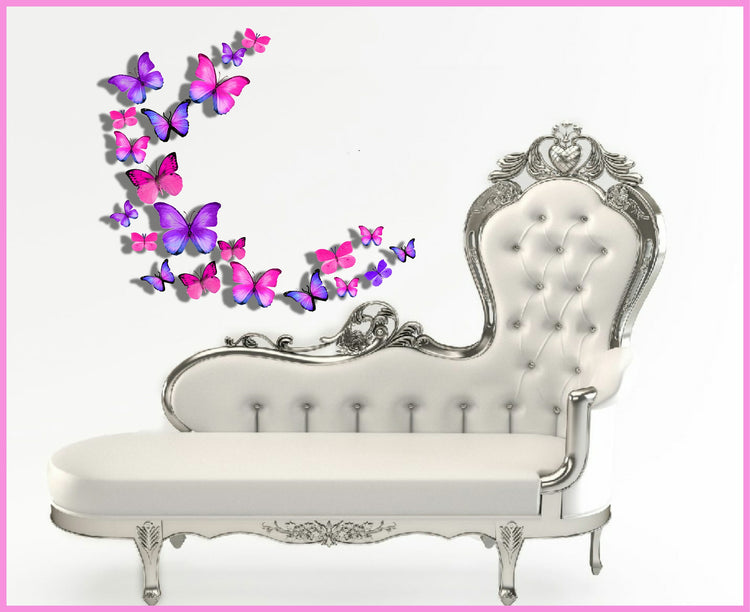 set of pink and purple butterflies