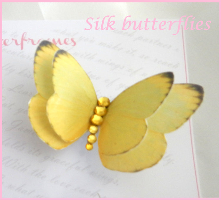 Butterflies in yellow or pink, bridal accessory,handmade butterfly hair clip, butterflies