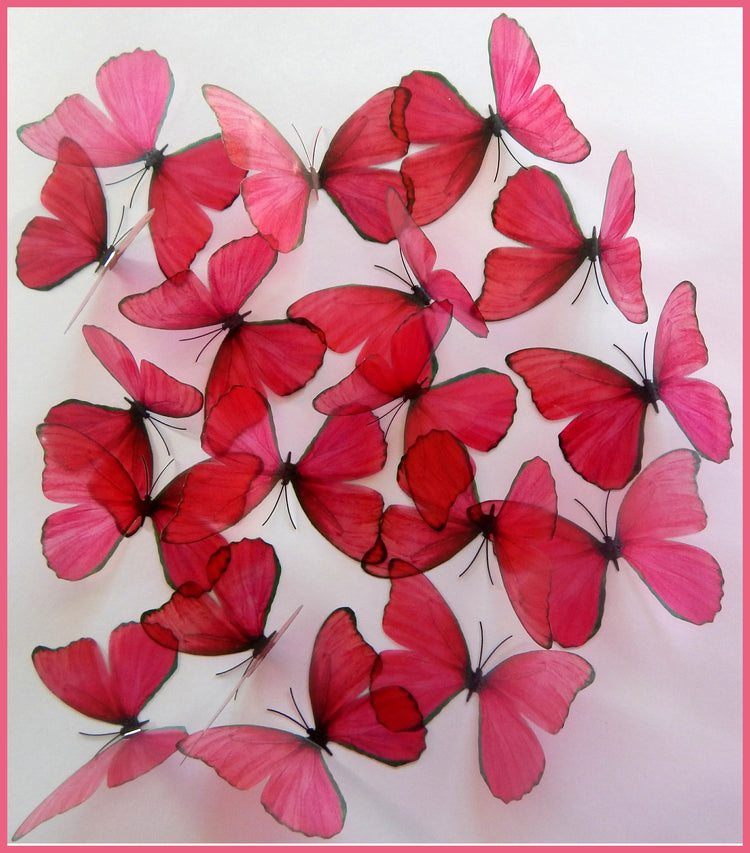 Beautiful 3D pink Butterflies, set of 18, 7cm wide. Embellishments, card making,wall decor,decorative butterflies,wedding decor,conservatory