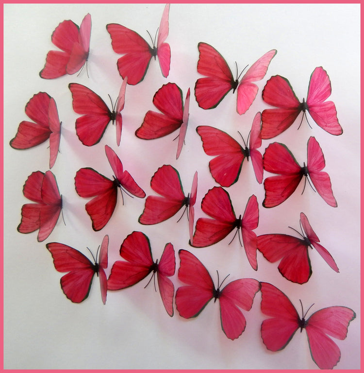 Beautiful 3D pink Butterflies, set of 18, 7cm wide. Embellishments, card making,wall decor,decorative butterflies,wedding decor,conservatory