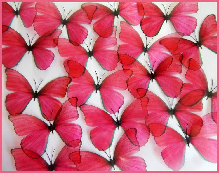 Beautiful 3D pink Butterflies, set of 18, 7cm wide. Embellishments, card making,wall decor,decorative butterflies,wedding decor,conservatory