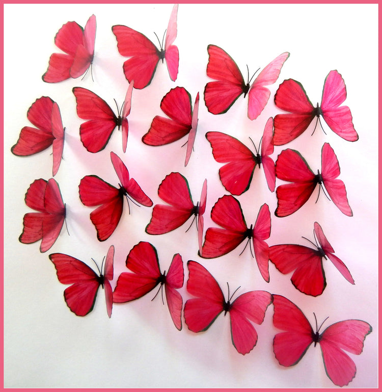 Beautiful 3D pink Butterflies, set of 18, 7cm wide. Embellishments, card making,wall decor,decorative butterflies,wedding decor,conservatory