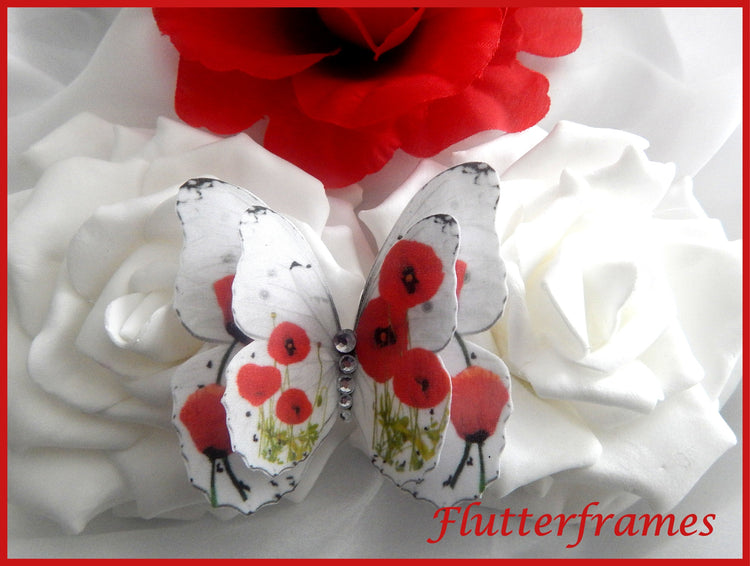 pretty Silk butterflies poppies