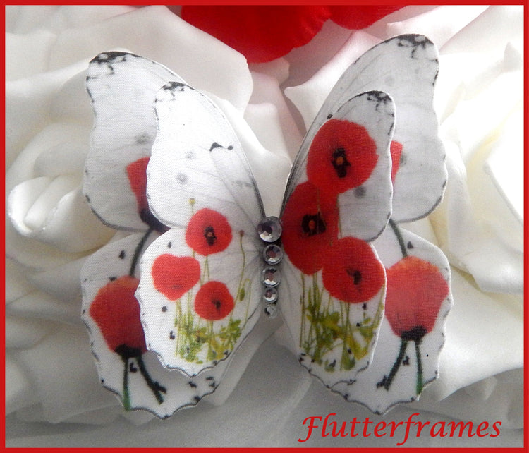 wedding pretty Silk butterflies poppies flowers