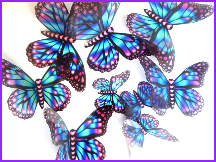Pretty butterflies. Purple pink and Blue faux butterfly for weddings, jewellery ,party décor, craft, Custom sizes, wholesale available