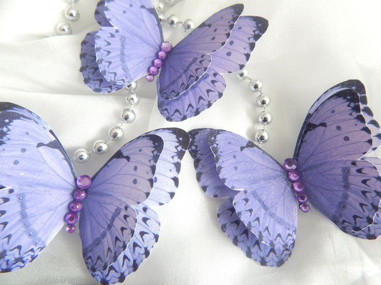 3d pretty lilac butterfly wall stickers