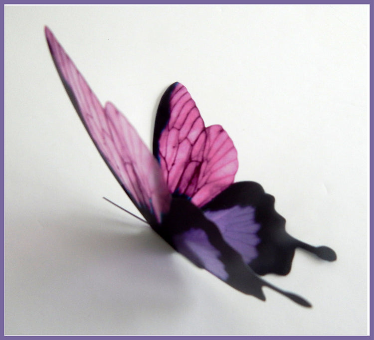 3D Purple and pink pretty butterflies, 3d stickers,wall art decor,wall nature decor,decorative butterflies,wedding decorations,party decor