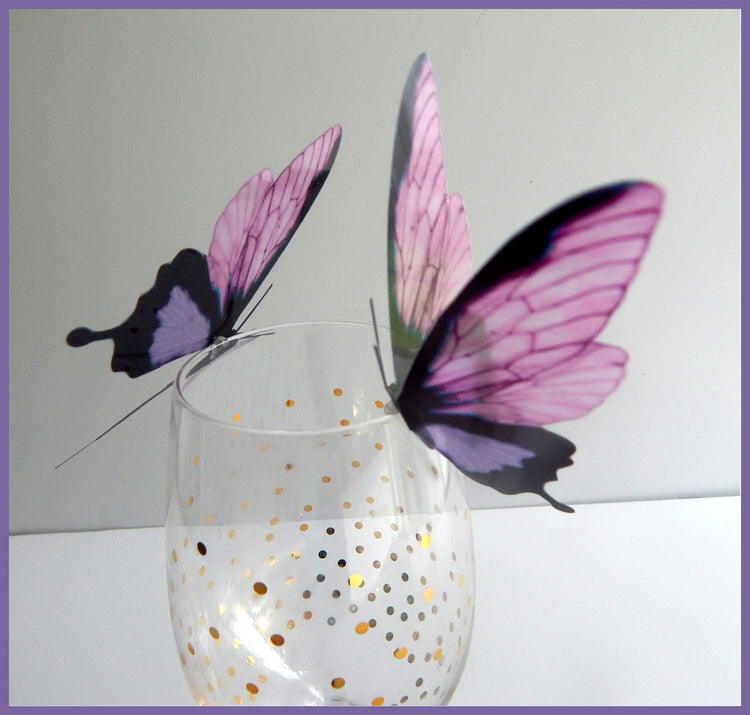 3D Purple and pink pretty butterflies, 3d stickers,wall art decor,wall nature decor,decorative butterflies,wedding decorations,party decor