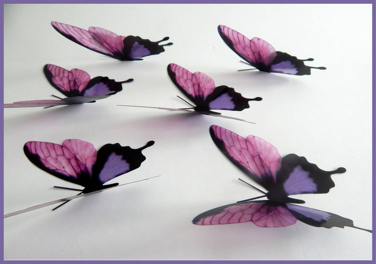 3D Purple and pink pretty butterflies, 3d stickers,wall art decor,wall nature decor,decorative butterflies,wedding decorations,party decor