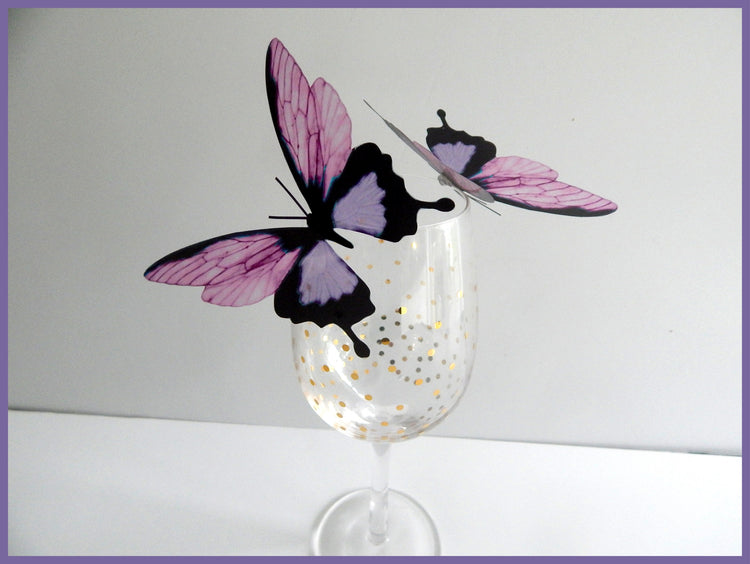 3D Purple and pink pretty butterflies, 3d stickers,wall art decor,wall nature decor,decorative butterflies,wedding decorations,party decor