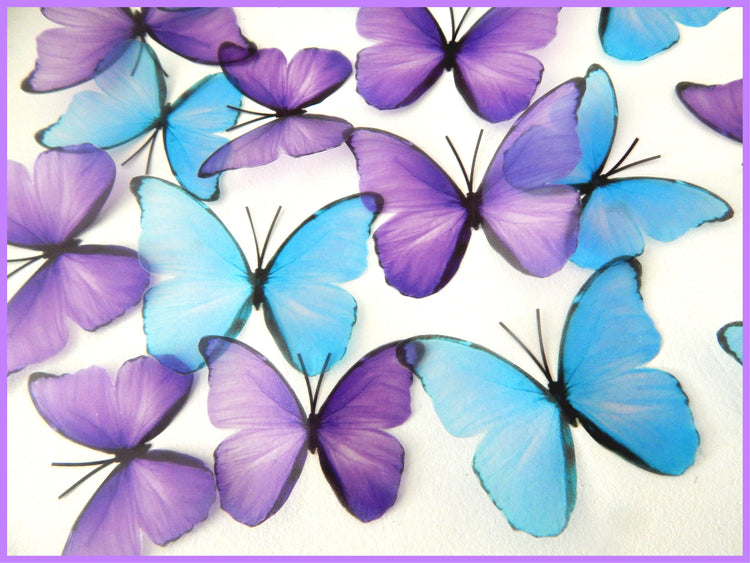 Purple, pink and blue butterflies,embellishments, wall decor wall art stickers, pretty butterflies for home