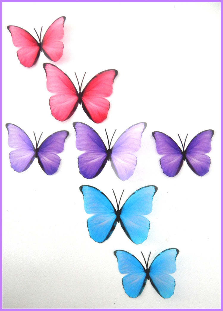 Purple, pink and blue butterflies,embellishments, wall decor wall art stickers, pretty butterflies for home