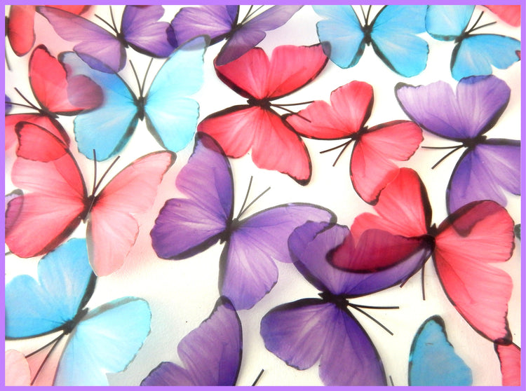 Purple, pink and blue butterflies,embellishments, wall decor wall art stickers, pretty butterflies for home